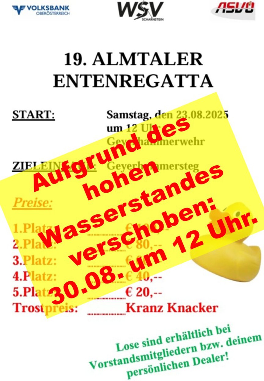 !!! Verschiebung der Entenregatta !!!